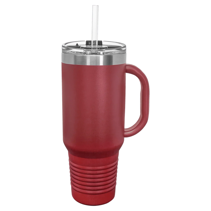 40 oz. Polar Camel High-Endurance Travel Mug with Handle, Snap Lid & Straw- Insulated Powder Coated Tumbler - iCustomLabel