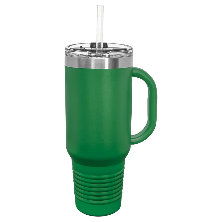 40 oz. Polar Camel High-Endurance Travel Mug with Handle, Snap Lid & Straw- Insulated Powder Coated Tumbler - iCustomLabel