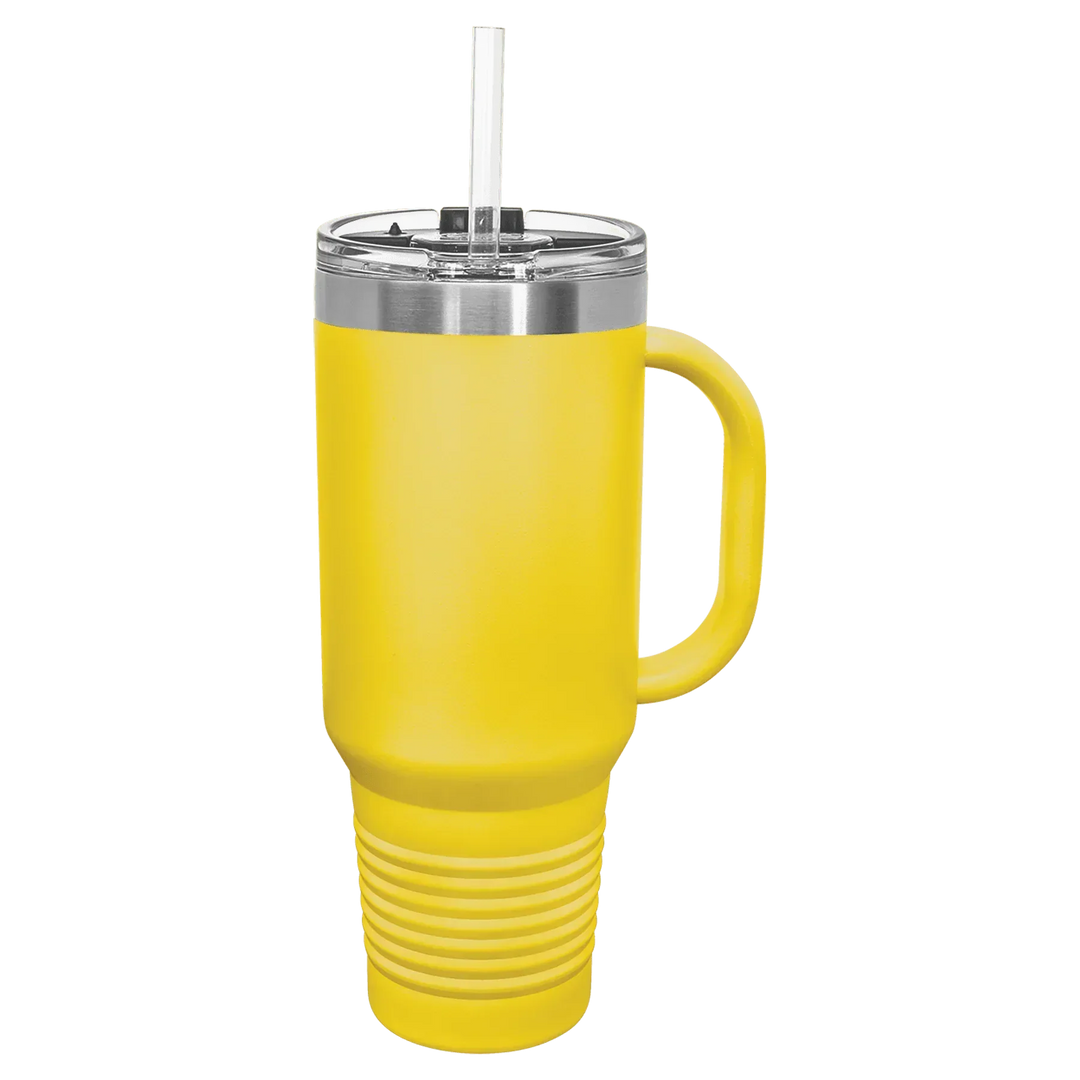 40 oz. Polar Camel High-Endurance Travel Mug with Handle, Snap Lid & Straw- Insulated Powder Coated Tumbler - iCustomLabel