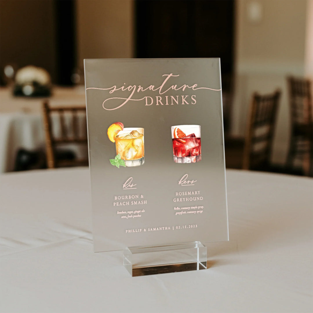 His Hers Cocktails Signature Drink Sign