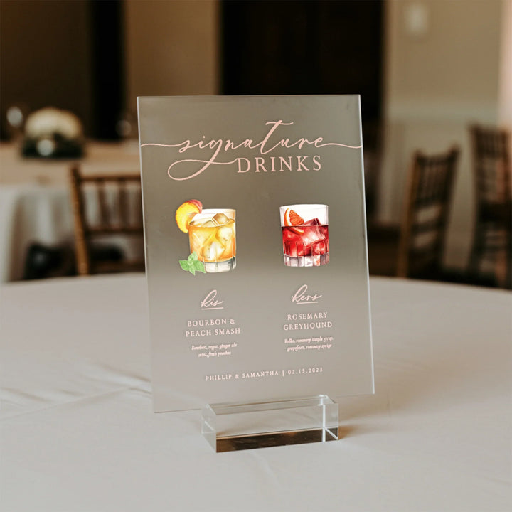 His Hers Cocktails Signature Drink Sign