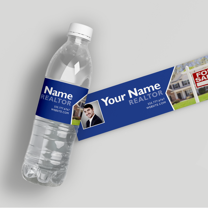 Blue Realtor Water Bottle Labels