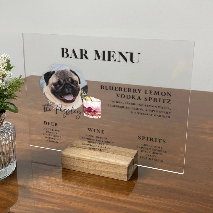 Dog Bar Menu Wedding Bar Sign