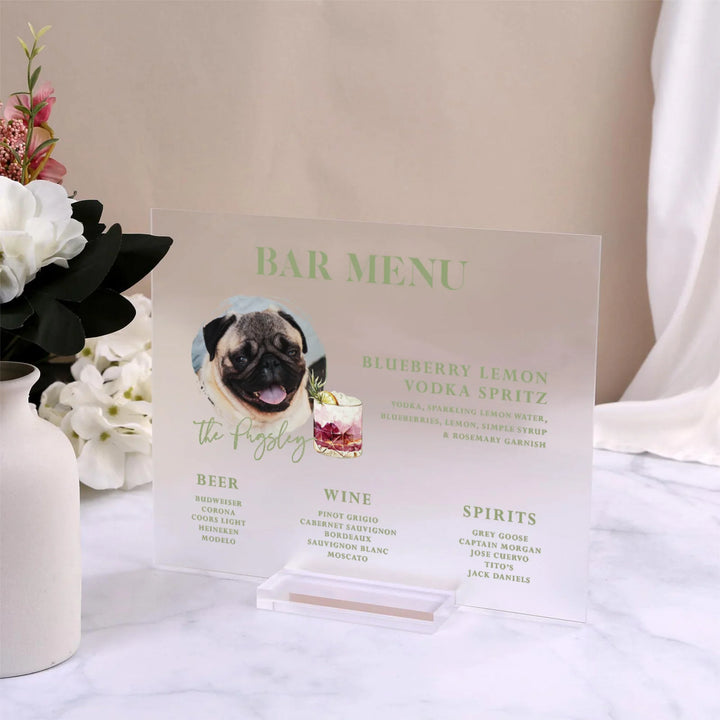 Dog Bar Menu Wedding Bar Sign