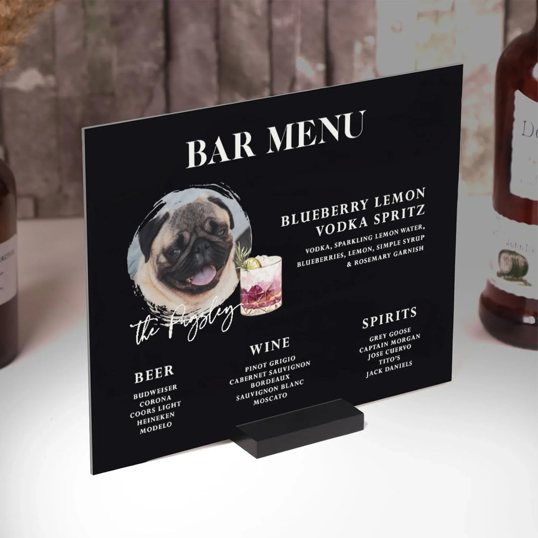 Dog Bar Menu Wedding Bar Sign