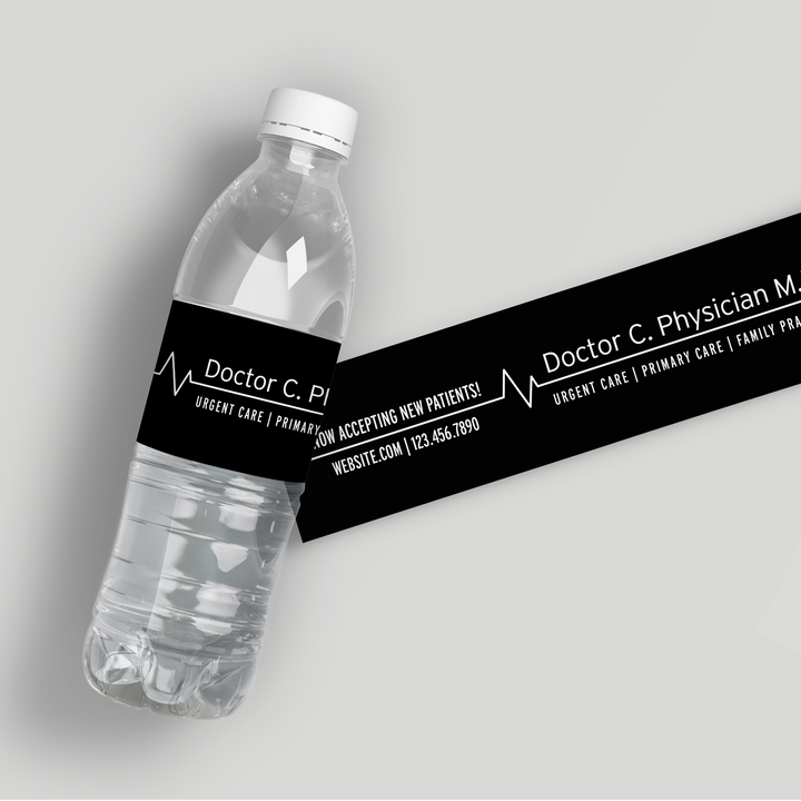 Black EKG Doctor Water Bottle Labels