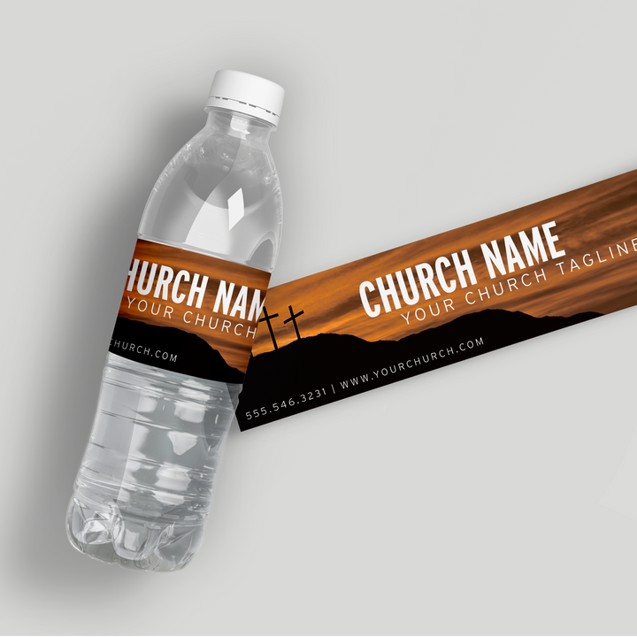 Church Cross Water Bottle Labels