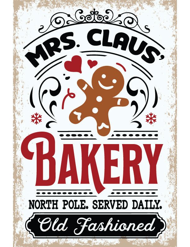Bakery Mrs Claus Christmas Metal Sign