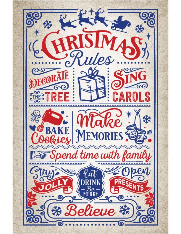 Christmas Rules Metal Sign