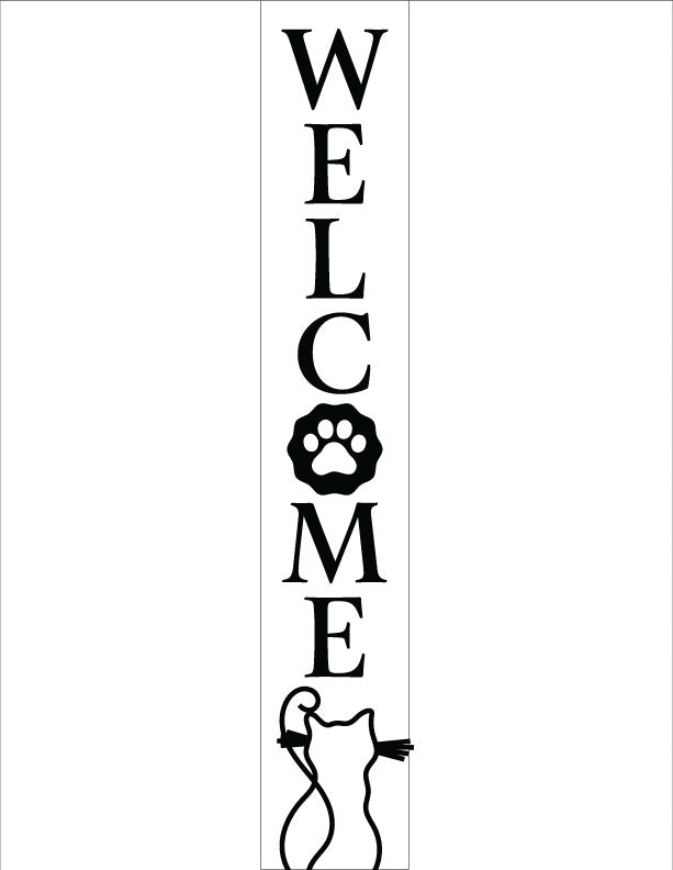 Cat Outline Welcome Sign