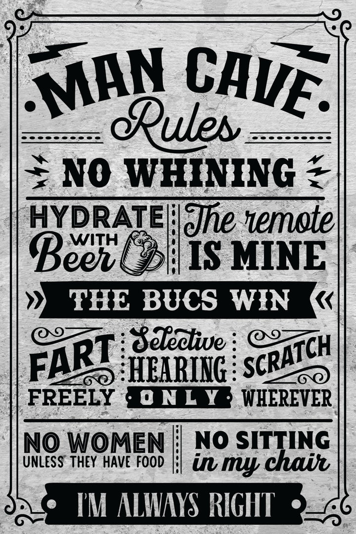 Personalized Team Man Cave Rules Metal Sign