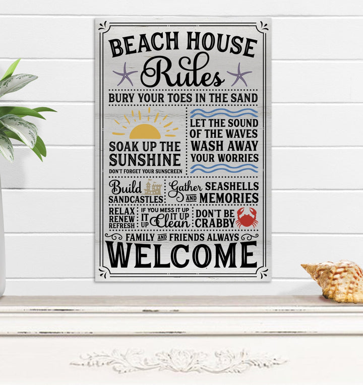 Beach House Rules Metal Wall Sign