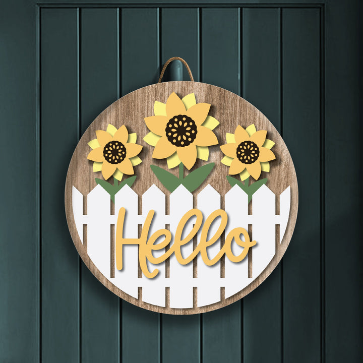 Hello Yellow Flowers Front Door Decor