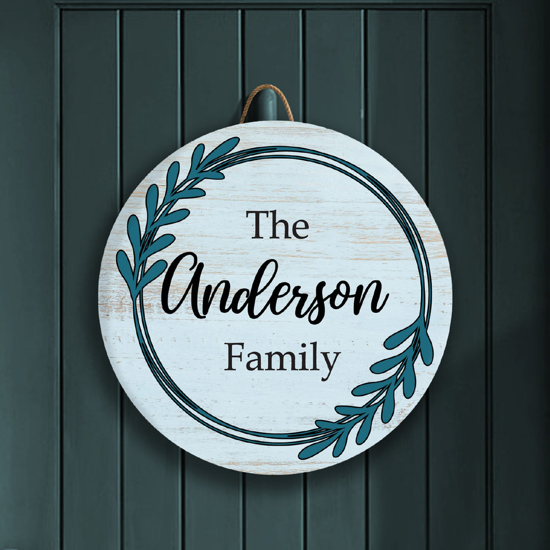 Blue Garland Personalized Front Door Decor