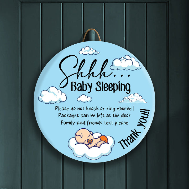 Blue Sleeping Baby Front Door Decor