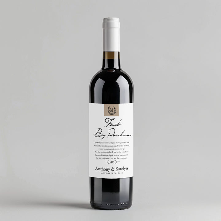 Monogram First Big Purchase Milestone Wine Label