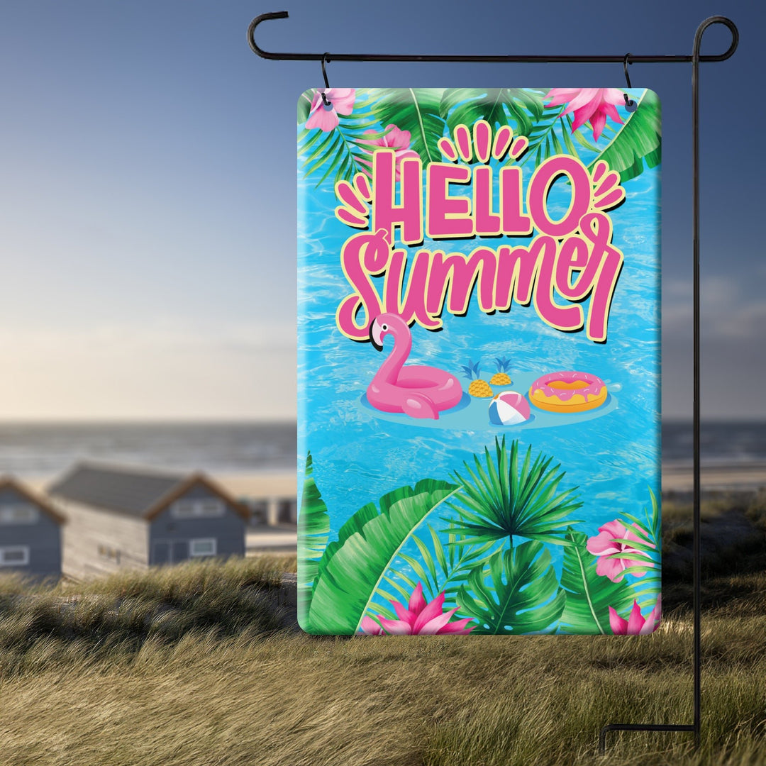 Hello Summer Metal Garden Flag