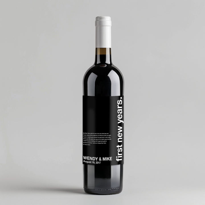 Black New Years Milestone Wine Label