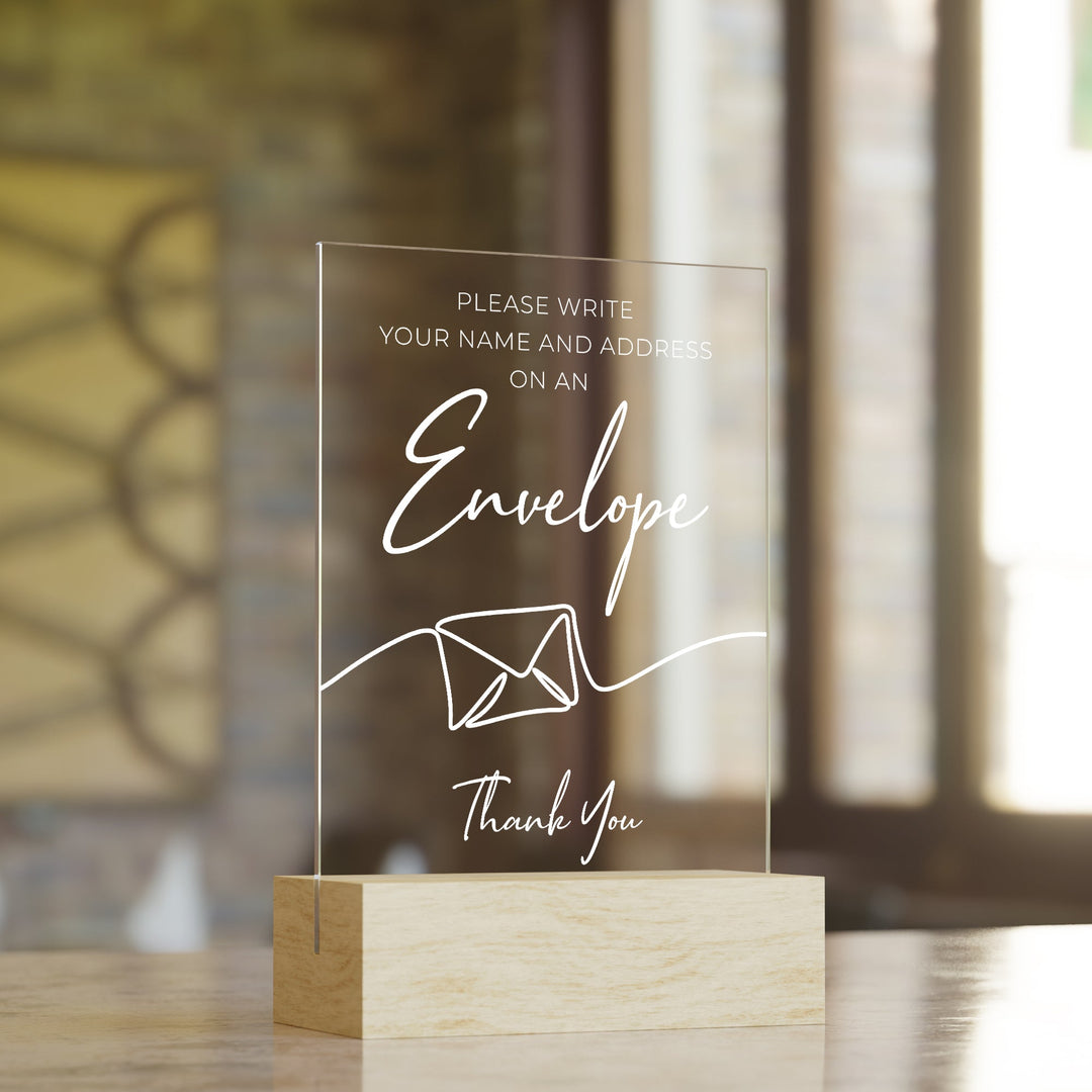 Name And Address Envelope Wedding Table Sign