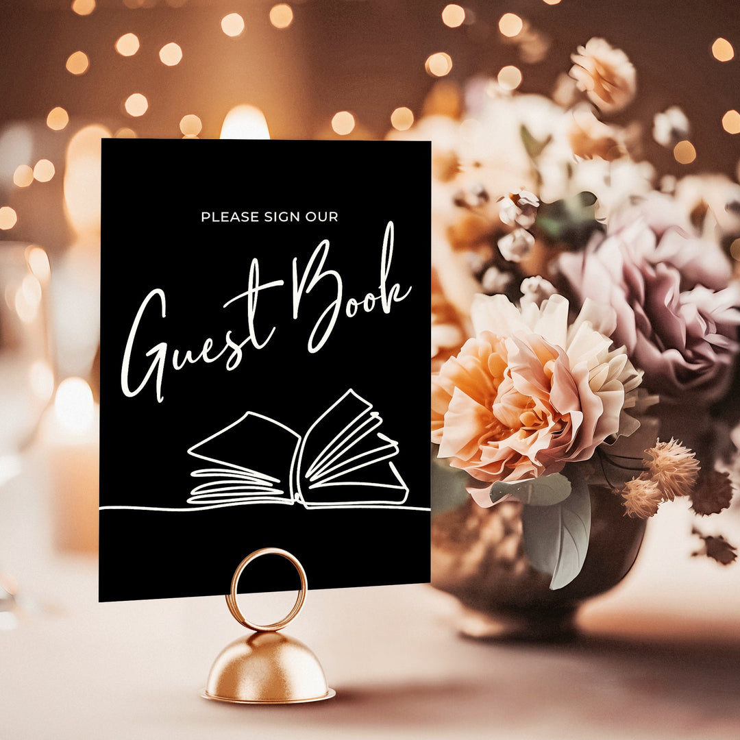 Illustrated Guest Book Wedding Table Sign