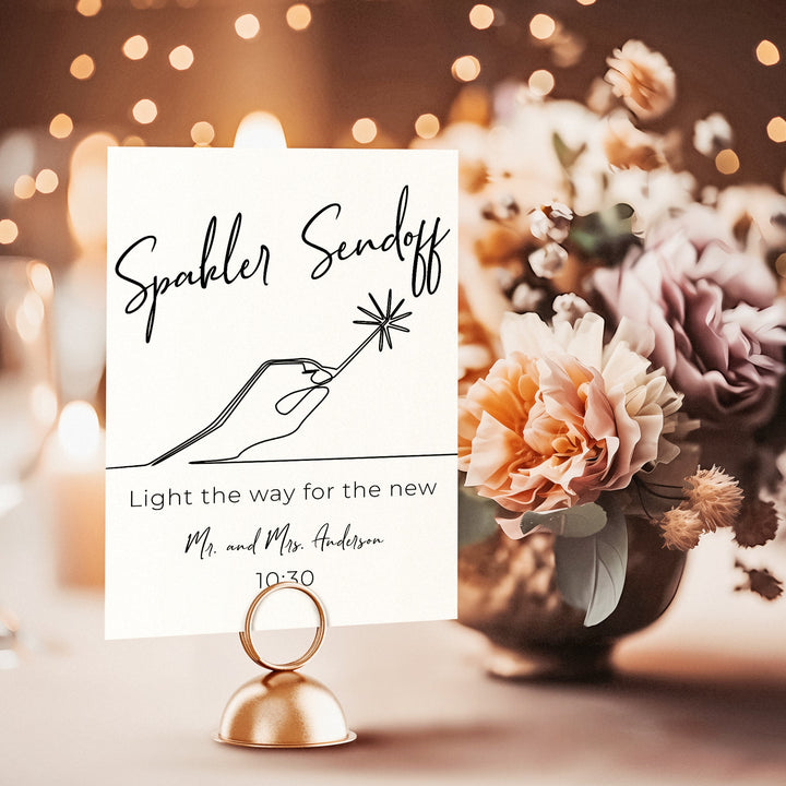 Sparkler Sendoff Wedding Table Sign