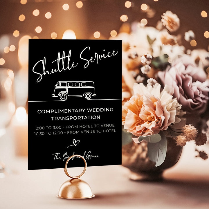 Shuttle Service Wedding Table Sign