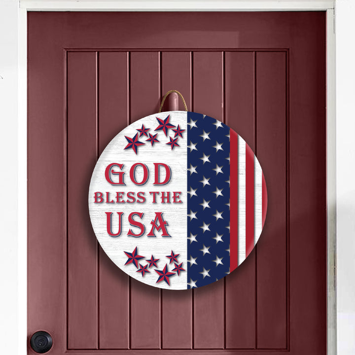 God Bless USA House Front Door Sign