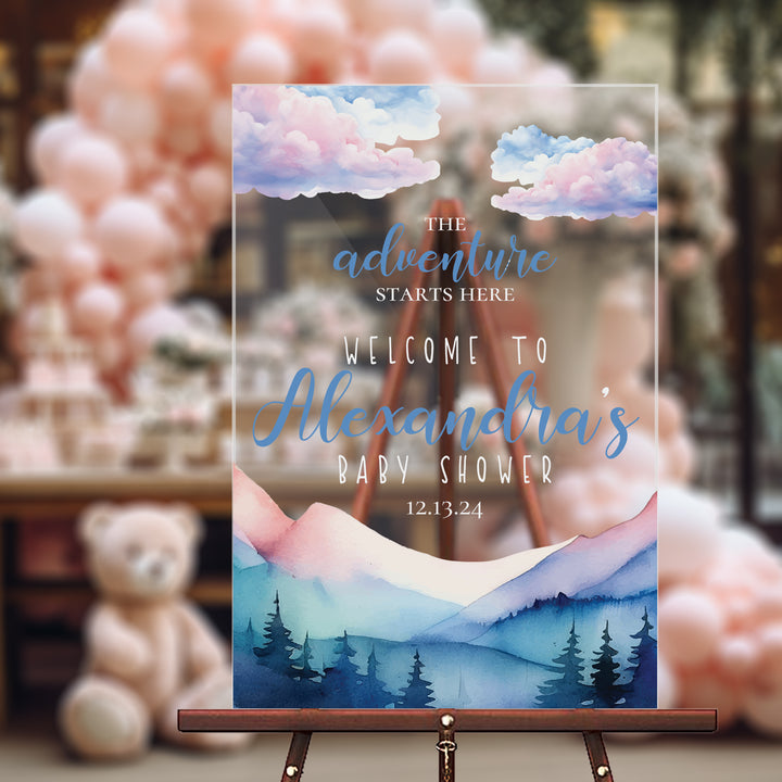 Mountains Adventure Baby Shower Sign