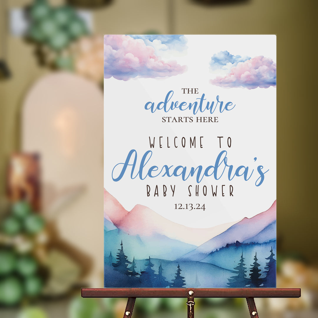 Mountains Adventure Baby Shower Sign