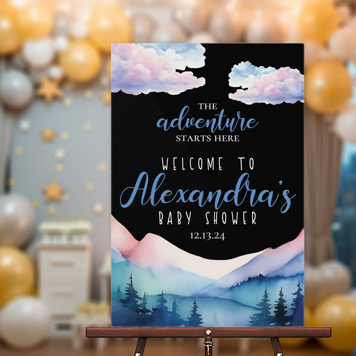 Mountains Adventure Baby Shower Sign