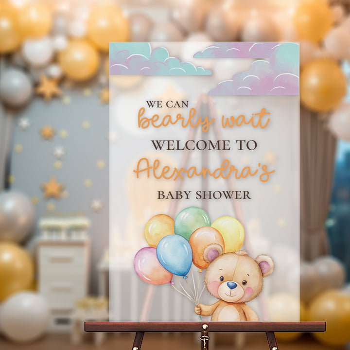 Multi Color Bearly Wait Baby Shower Sign