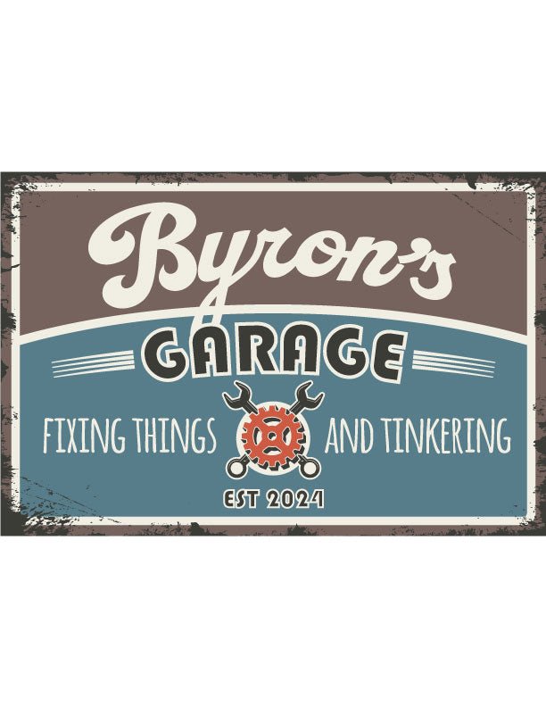 Tinkering Garage Metal Sign