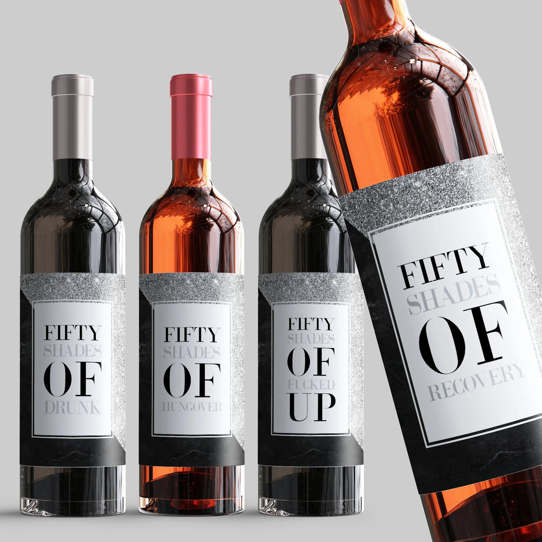 50 Shades Drunk Wine Label Set - iCustomLabel