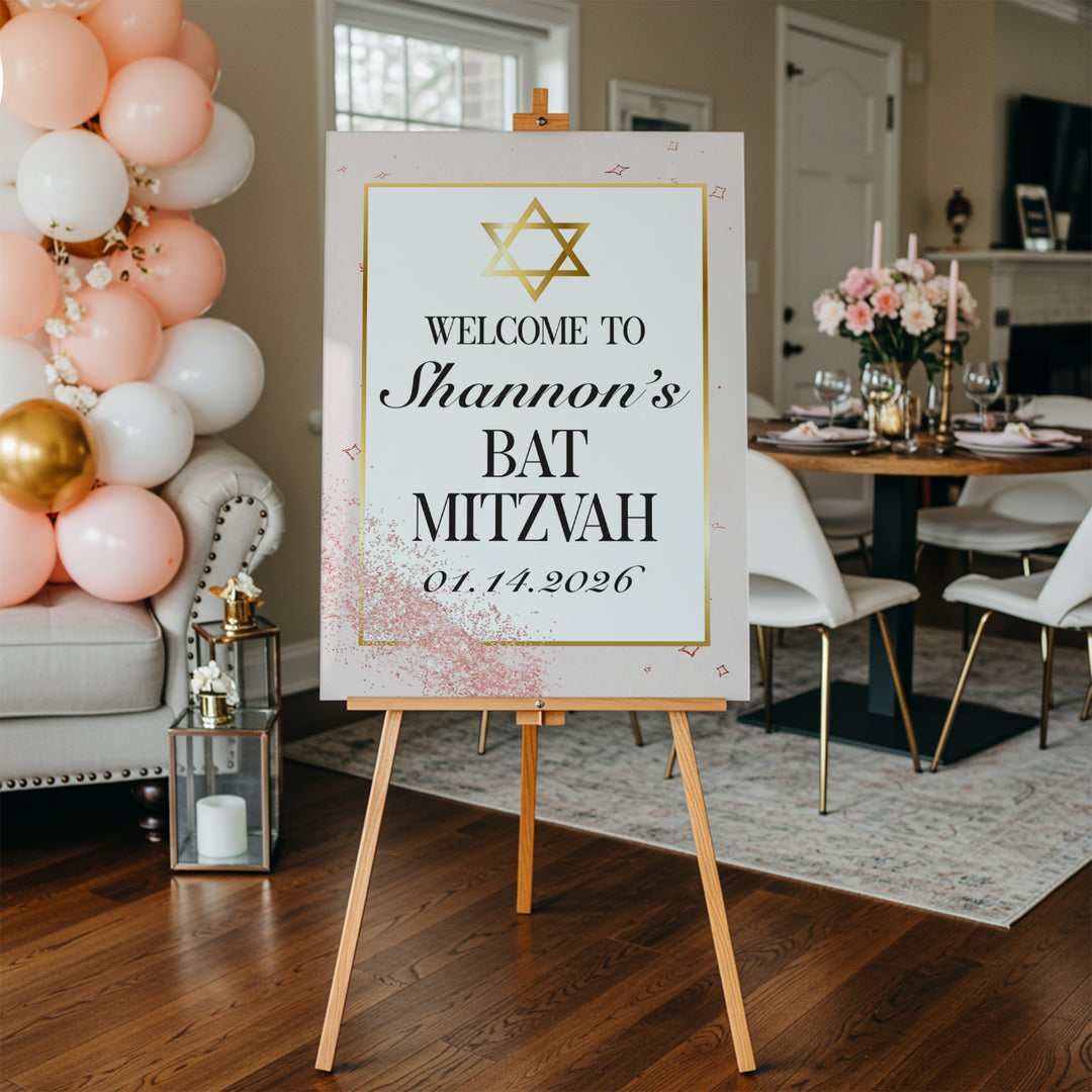 Golden Pink Bat Mitzvah Sign