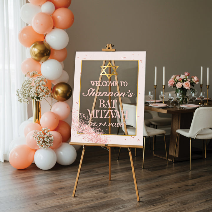 Golden Pink Bat Mitzvah Sign