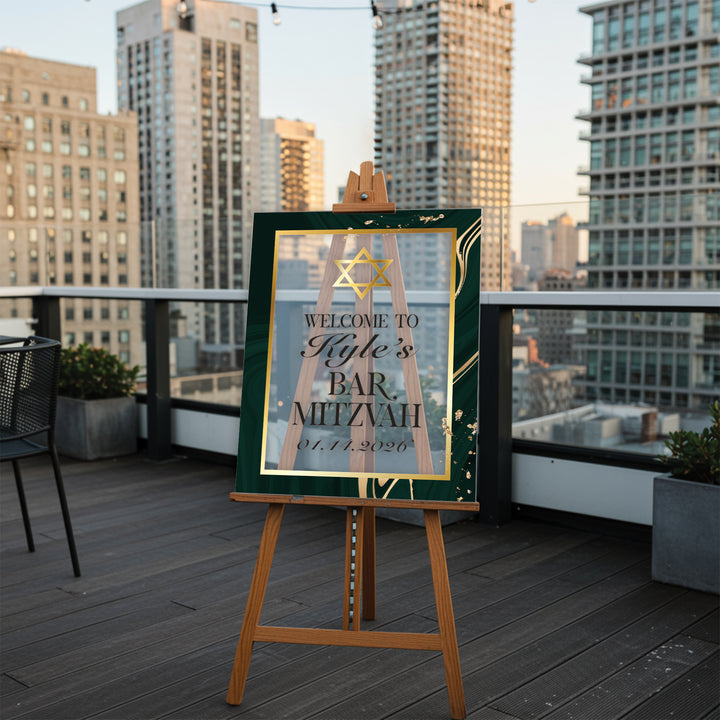 Golden Green Bar Mitzvah Sign