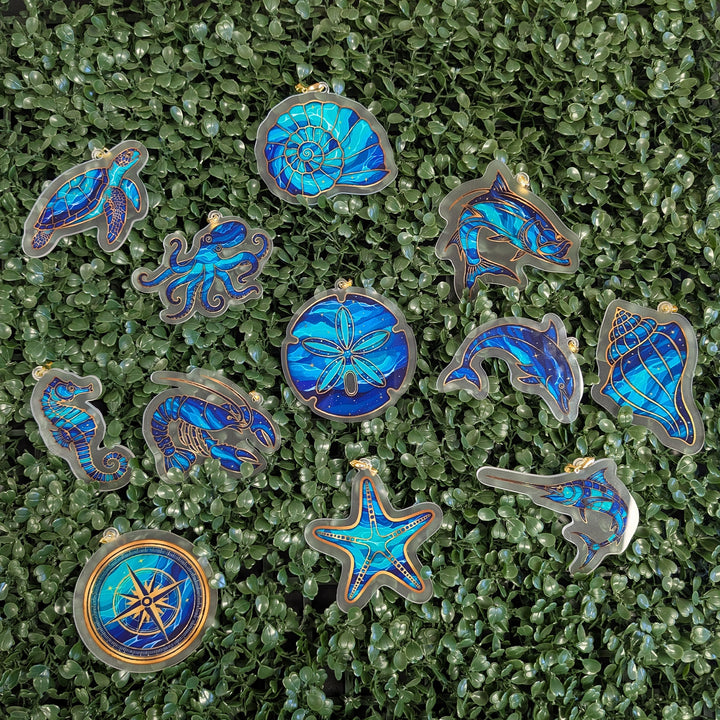 Blue Coastal Christmas Acrylic Ornaments