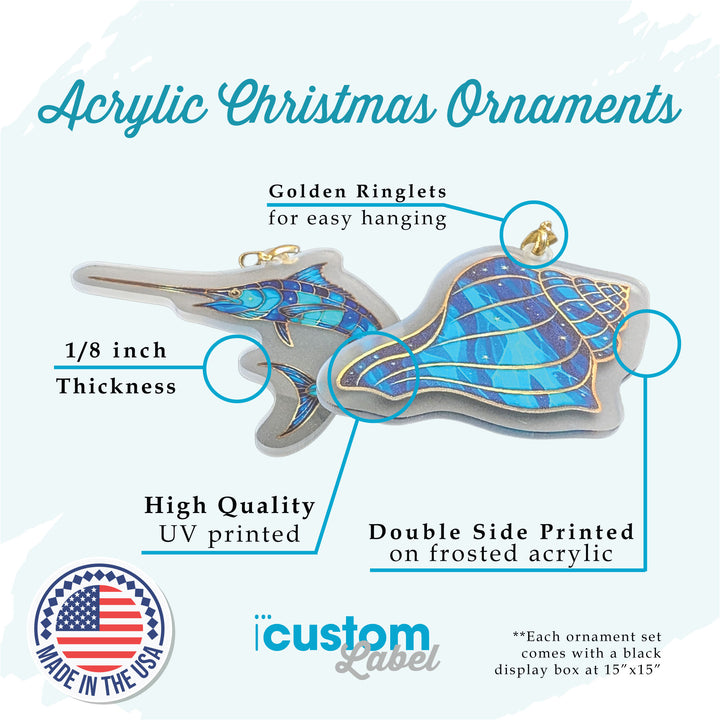 Blue Coastal Christmas Acrylic Ornaments