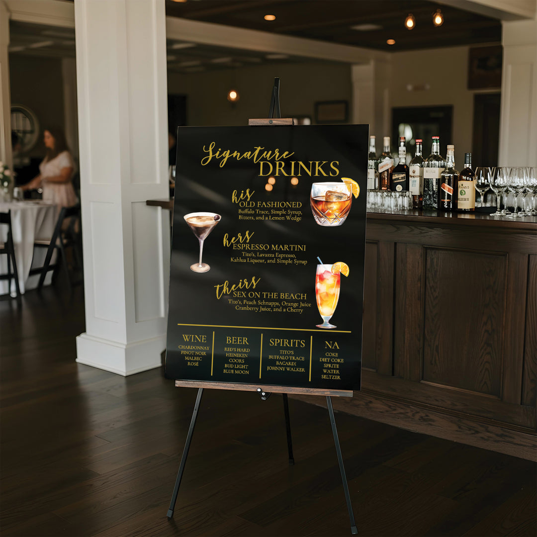 Large Drink Menu Wedding Bar Sign