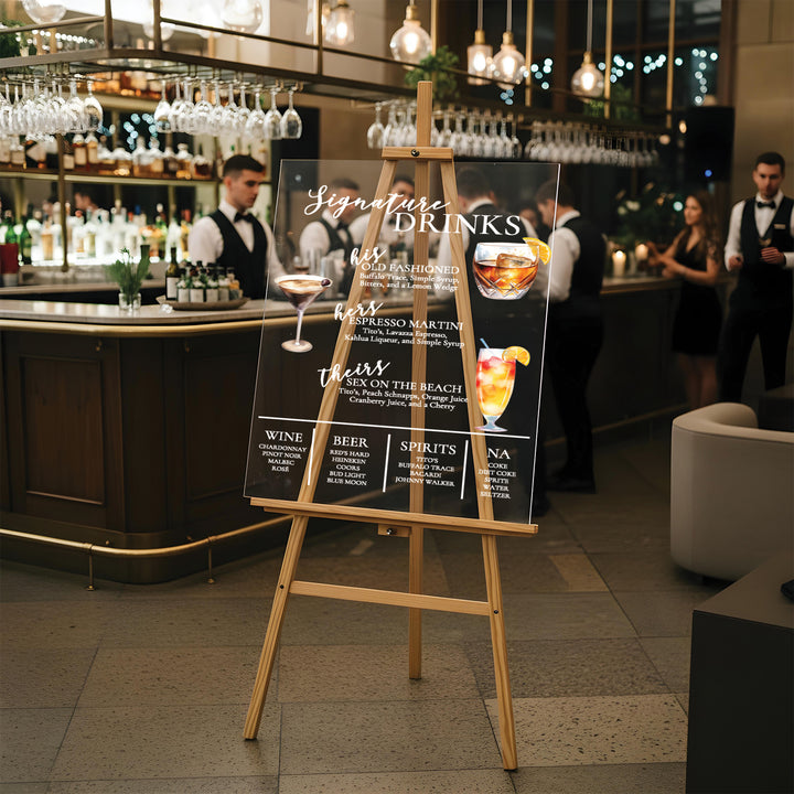 Large Drink Menu Wedding Bar Sign