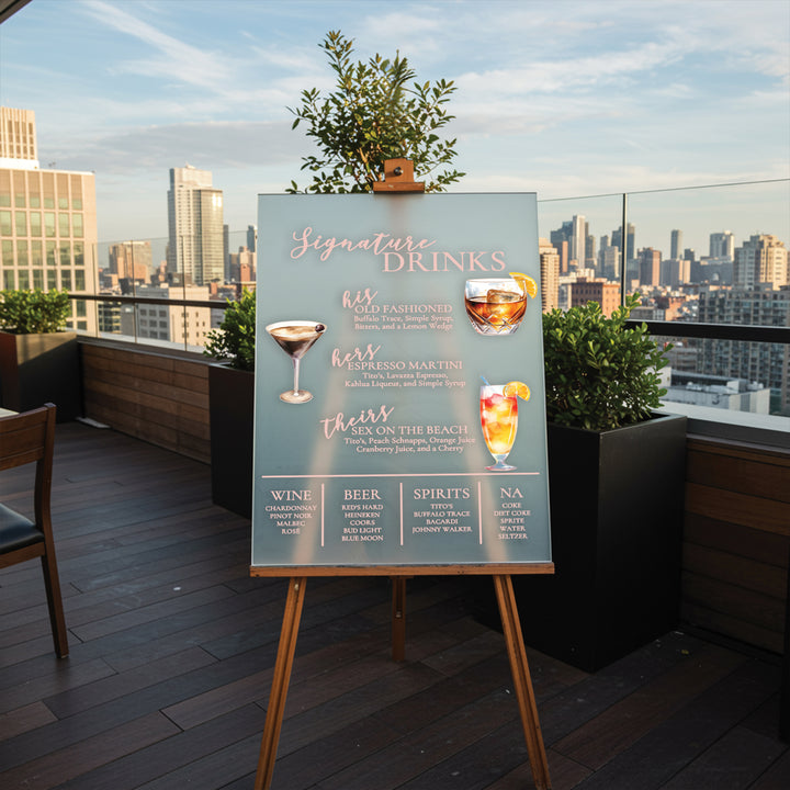 Large Drink Menu Wedding Bar Sign