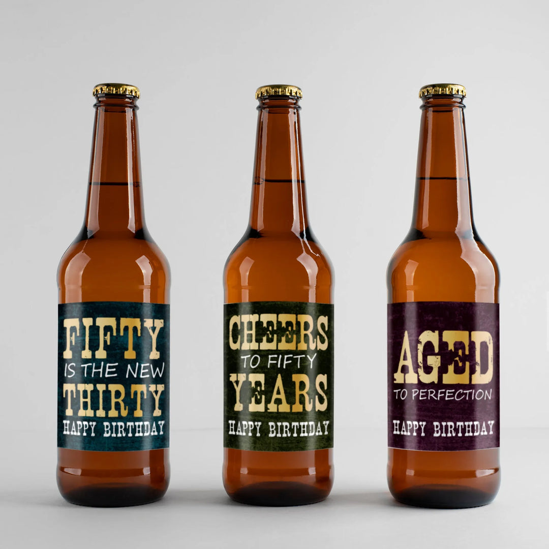 50th Birthday Beer Label Set - iCustomLabel