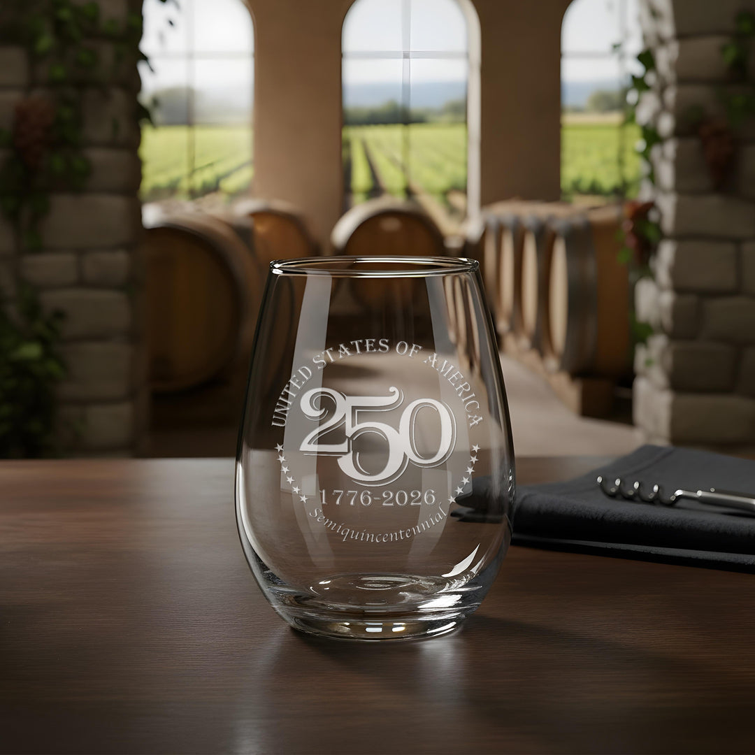 America 250 Years Stemless Wine Glass