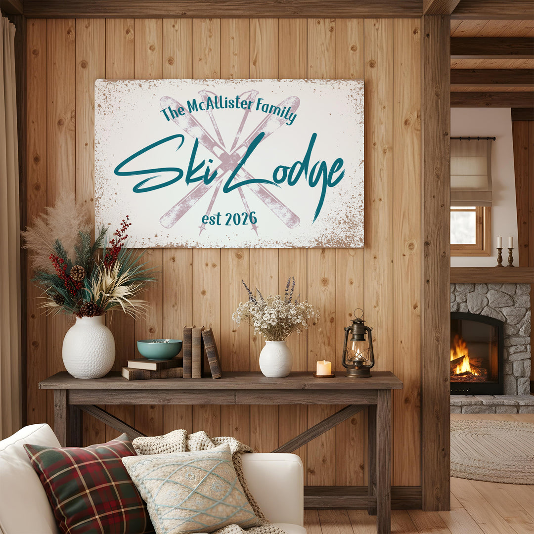 Ski Lodge Vintage Metal Sign