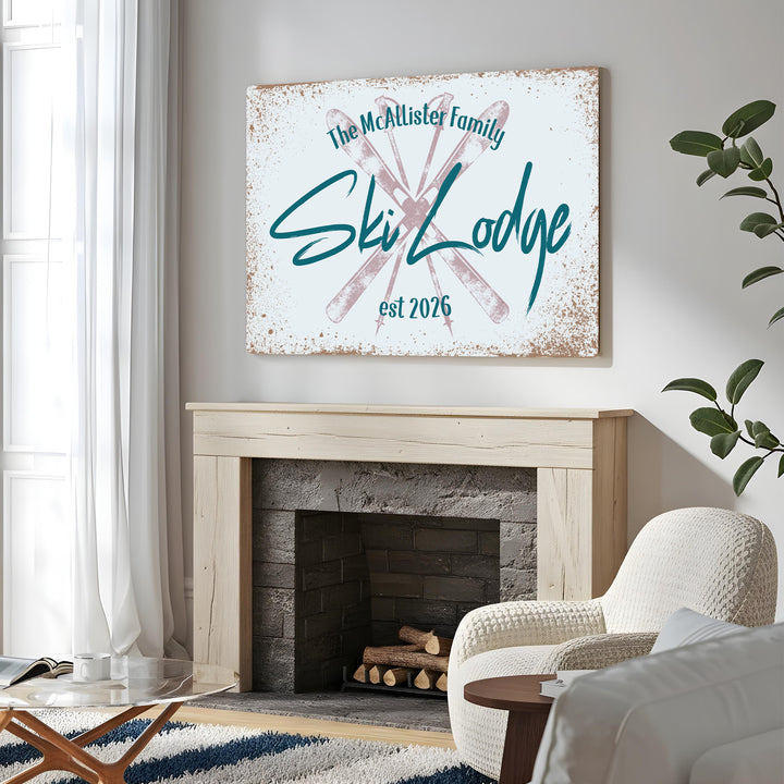 Ski Lodge Vintage Metal Sign