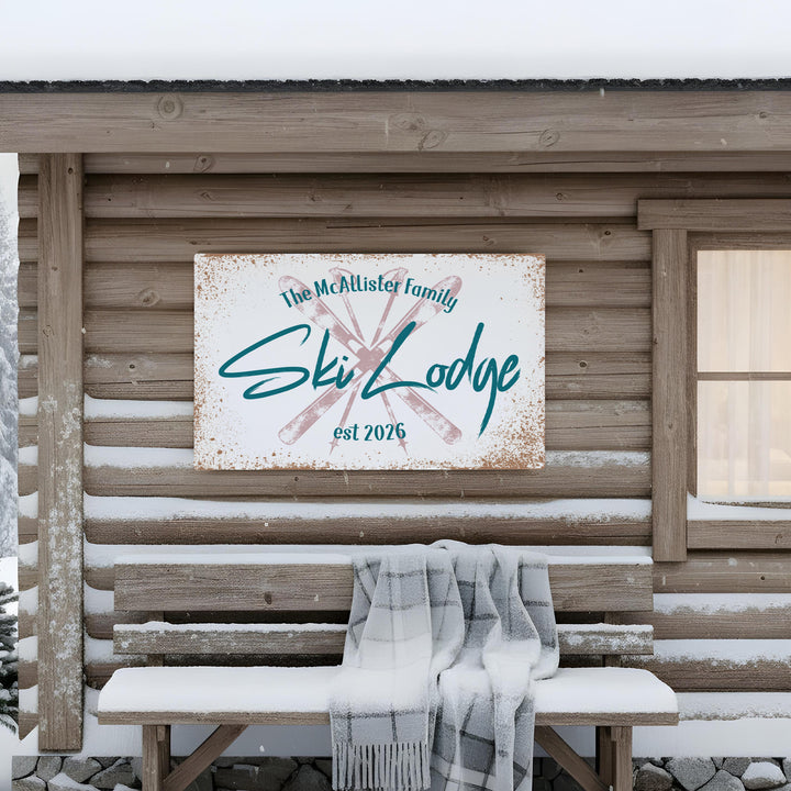 Ski Lodge Vintage Metal Sign