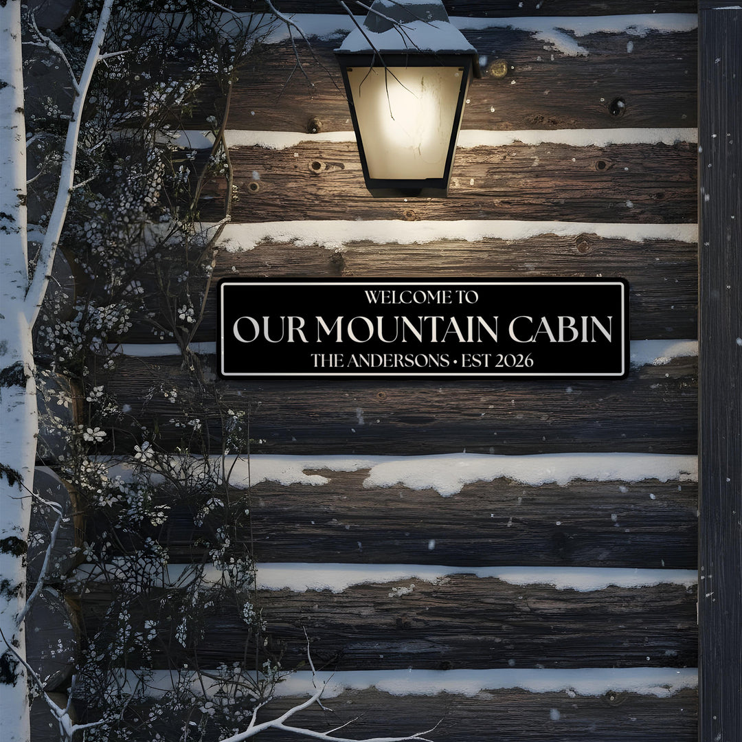 Mountain Cabin Metal Sign