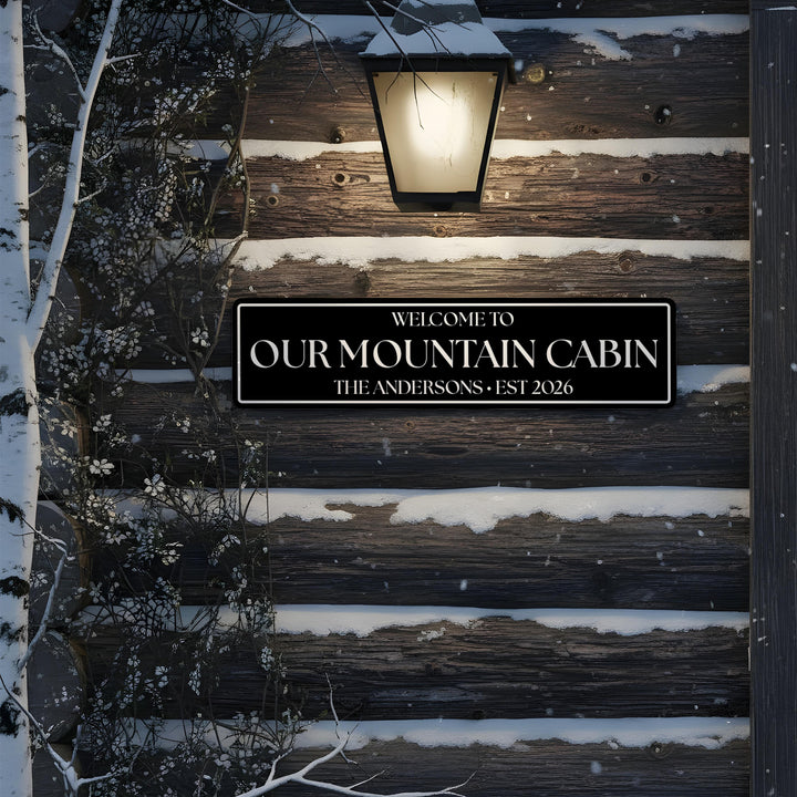 Mountain Cabin Metal Sign