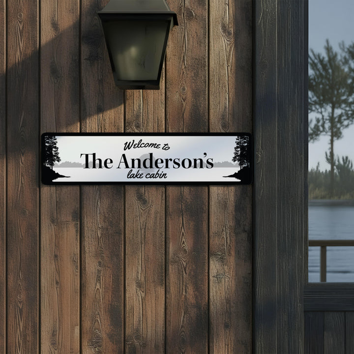 Lake Scene Welcome Metal Sign