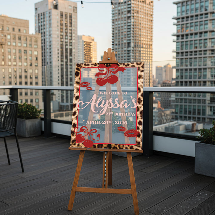 Cheetah Cherries Birthday Sign